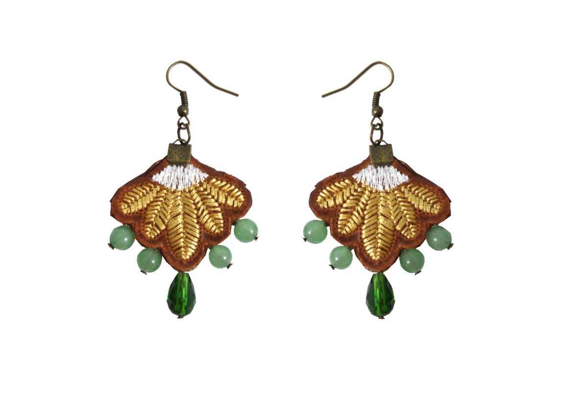 Leather leaf earrings Muniom Designer Tastes