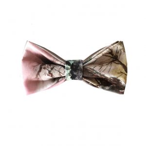 brown and pink bow tie