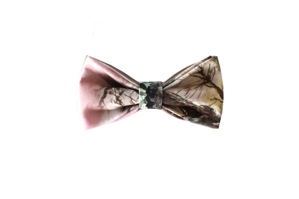 brown and pink bow tie