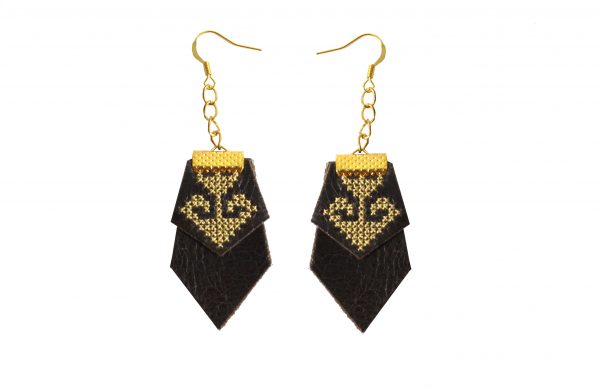 black leather designer earrings