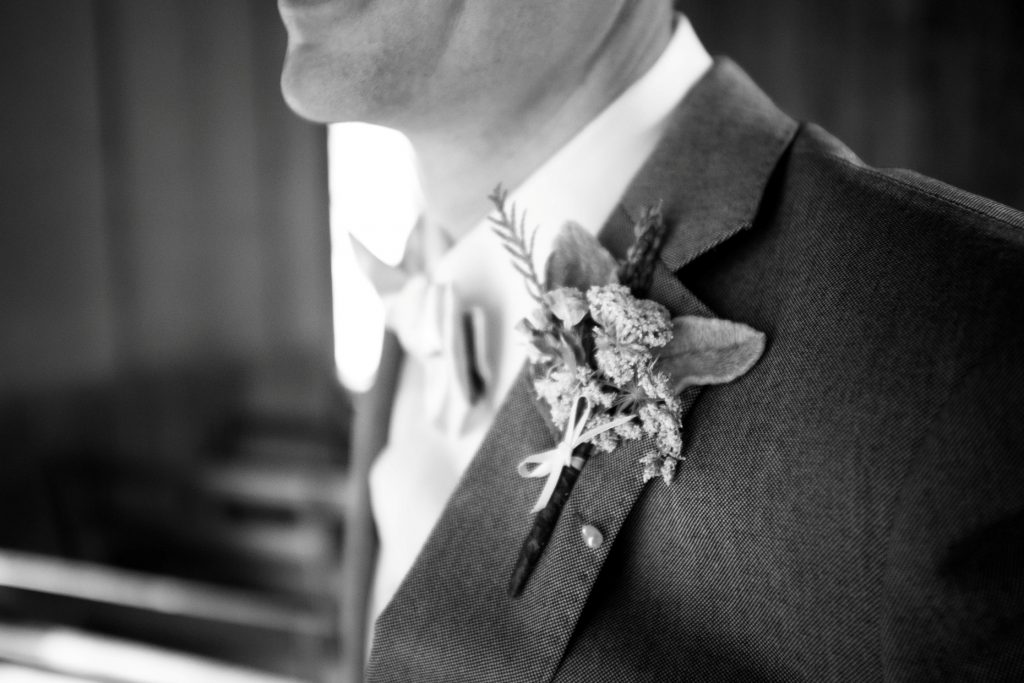 bow tie wedding Groom Close Up on Suit