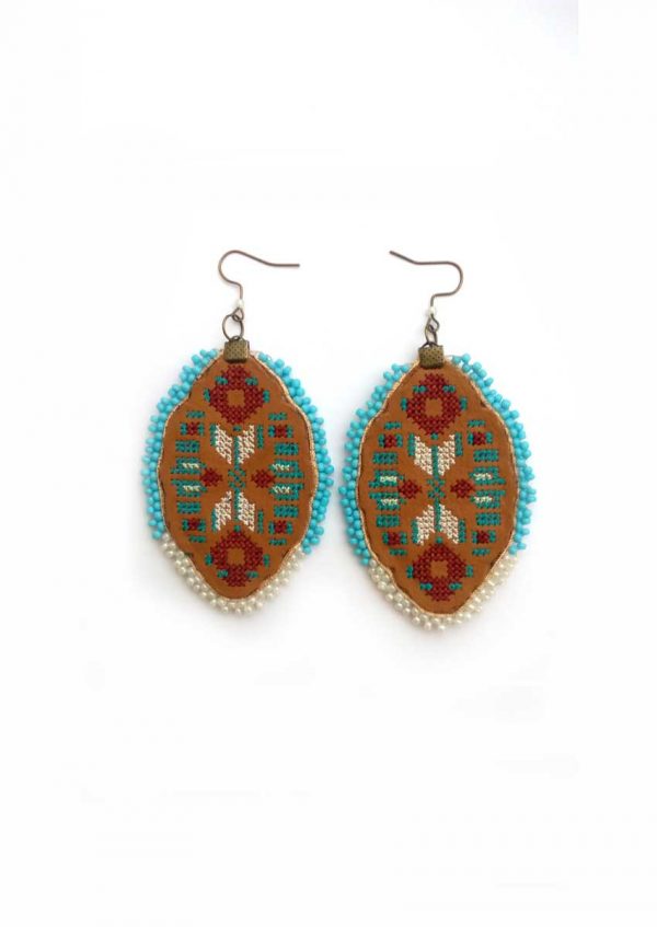 turquoise leather earrings