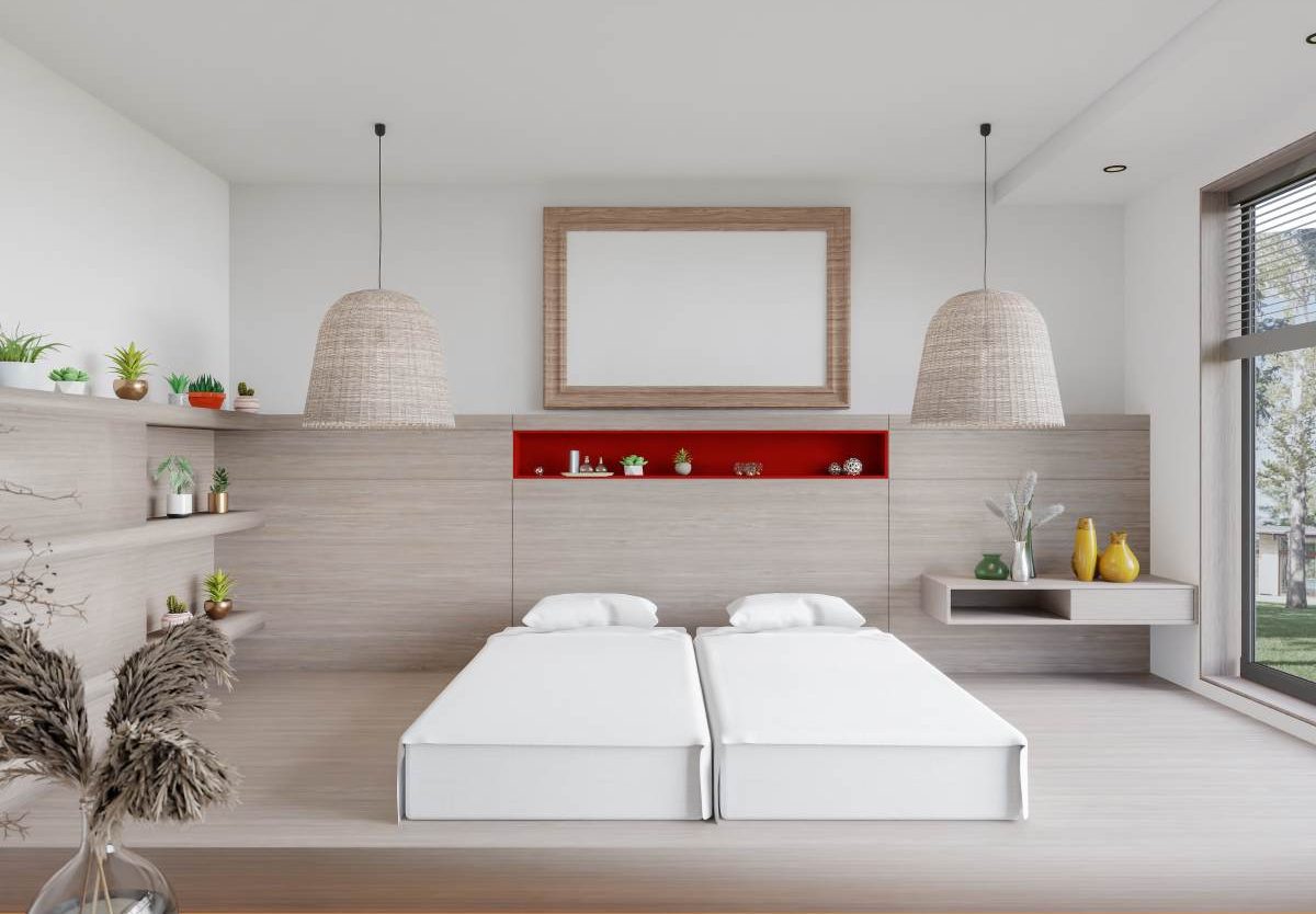 bedroom decorated in minimalist style