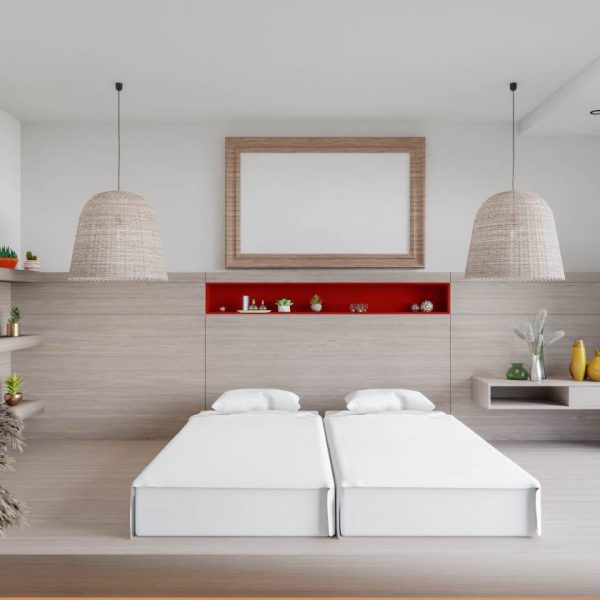 dormitor amenajat in stil minimalist