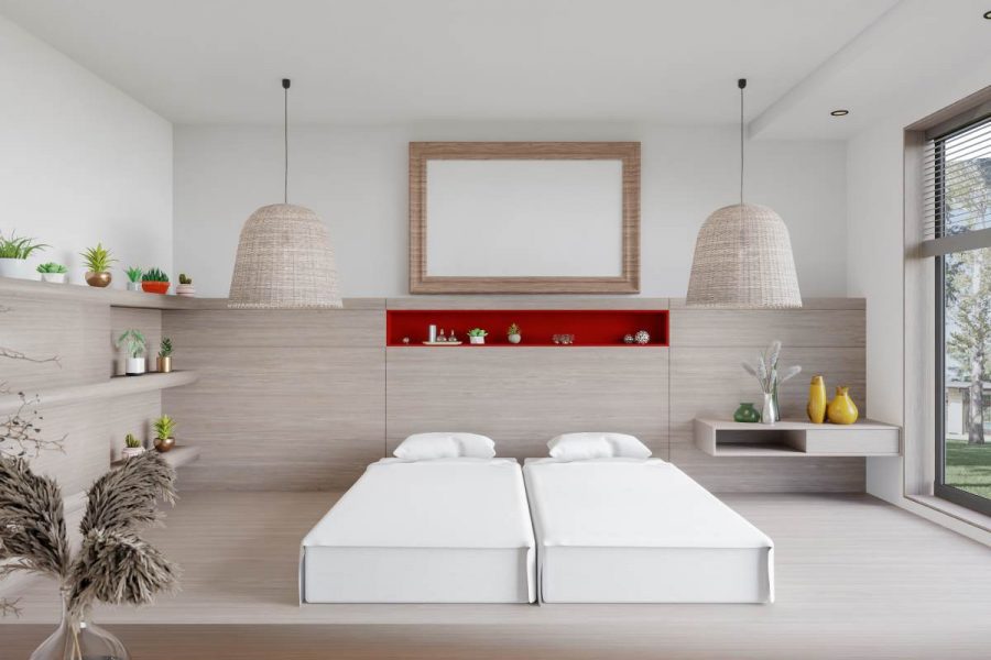 dormitor amenajat in stil minimalist