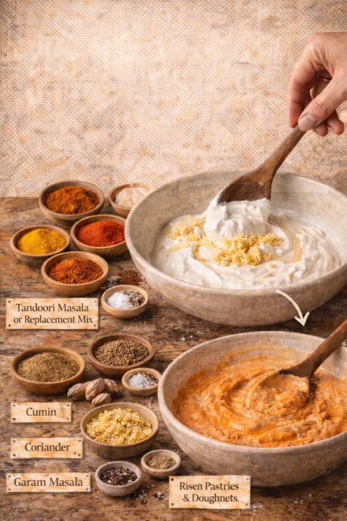 Spices and marinades in preparation