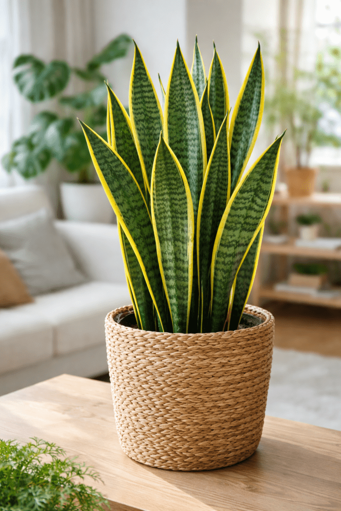 Sansevieria evergreen plant, which does not require lots of light.