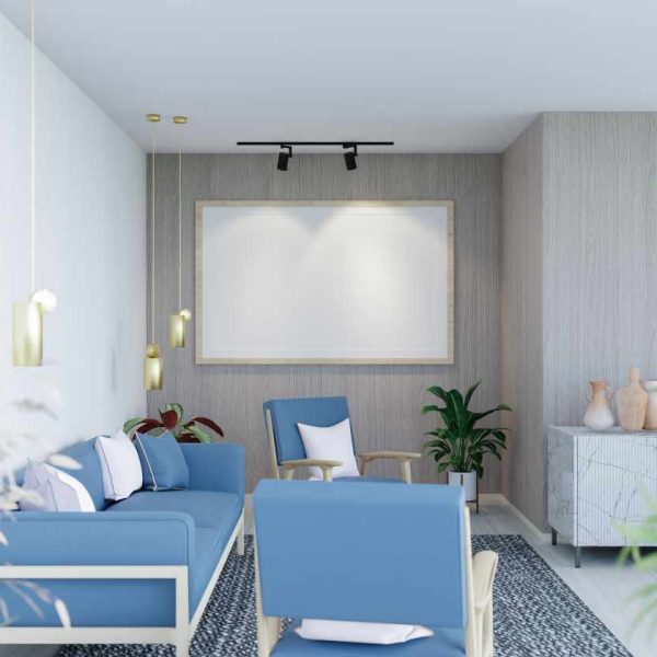 small living room design with color accents