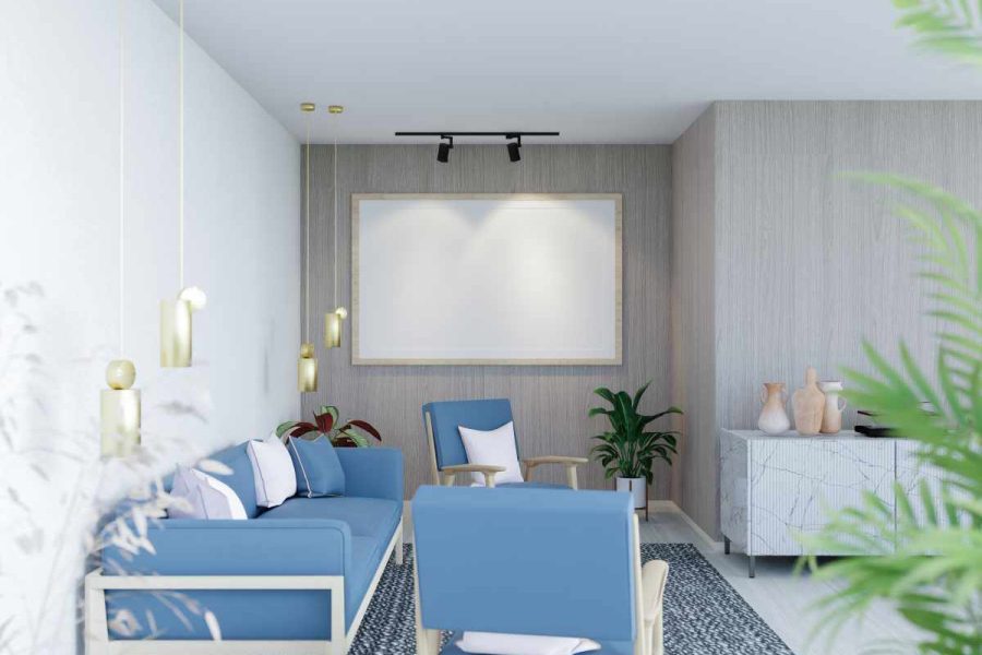 amenajare living mic cu accente de culoare