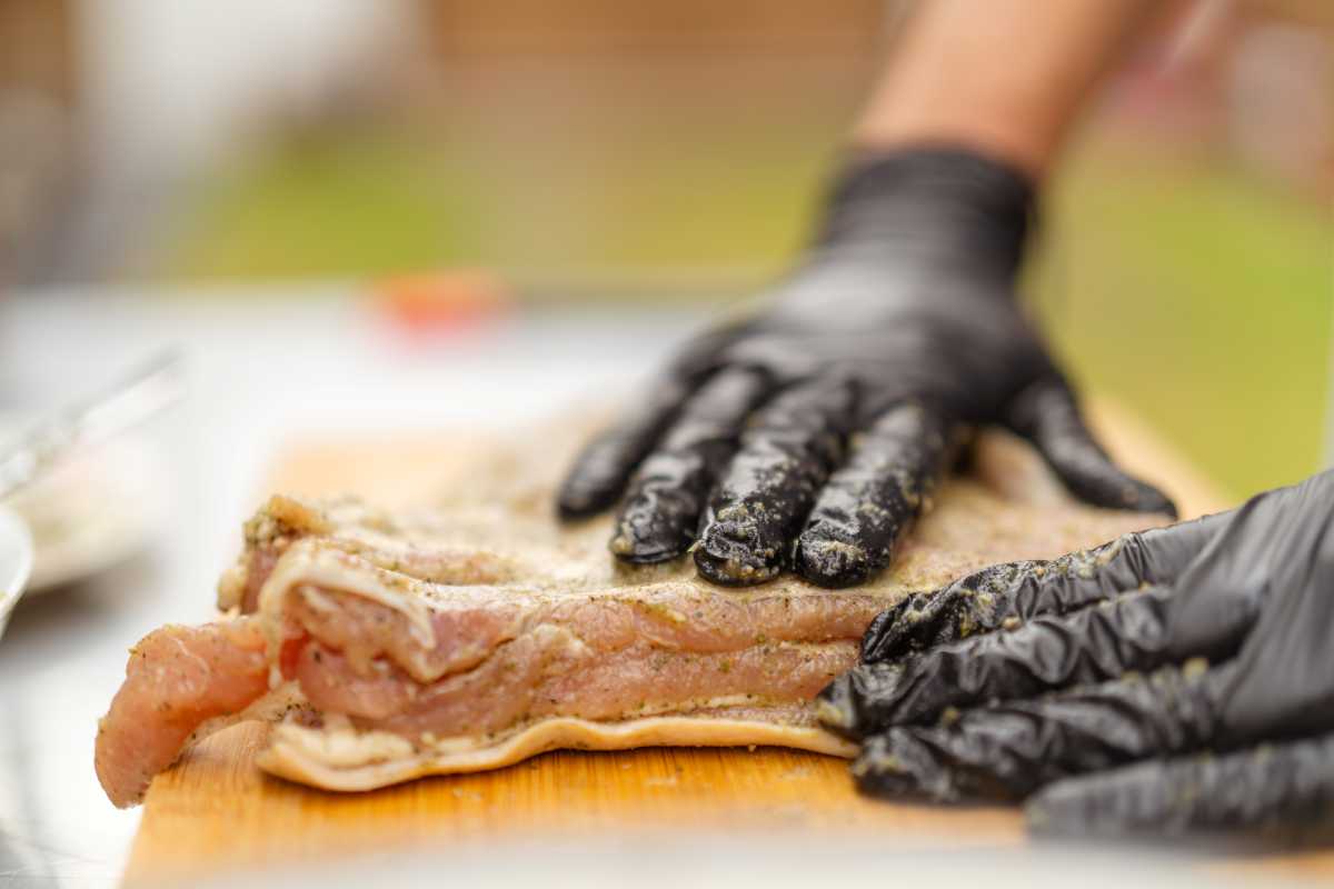 master chef marinating pork