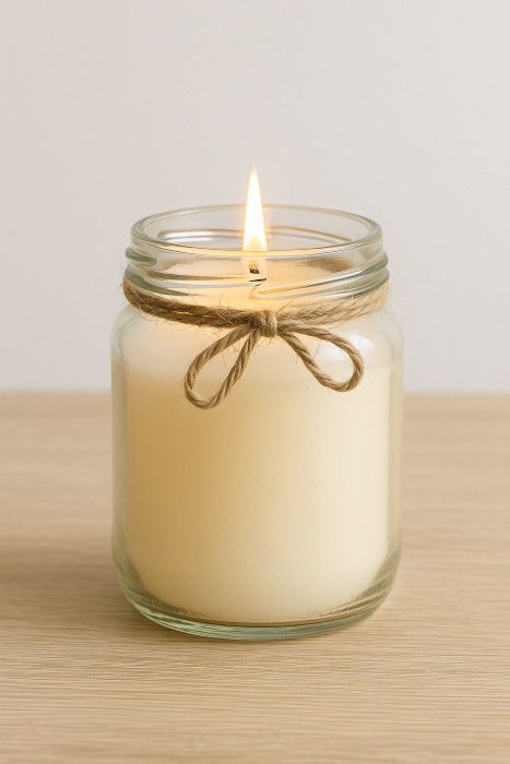 Handmade candles in jar