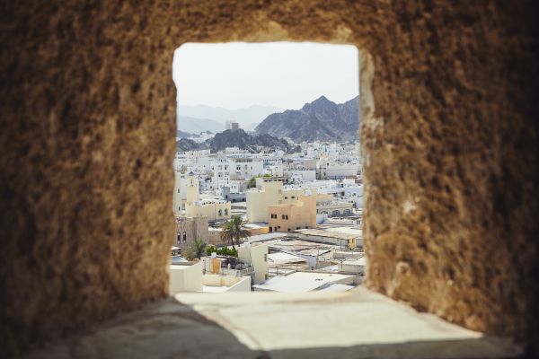 The city of Muscat in Oman, seen from the fort