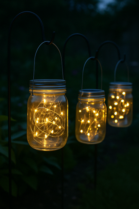 Glowing orbs from jars (fairy lights in jars)