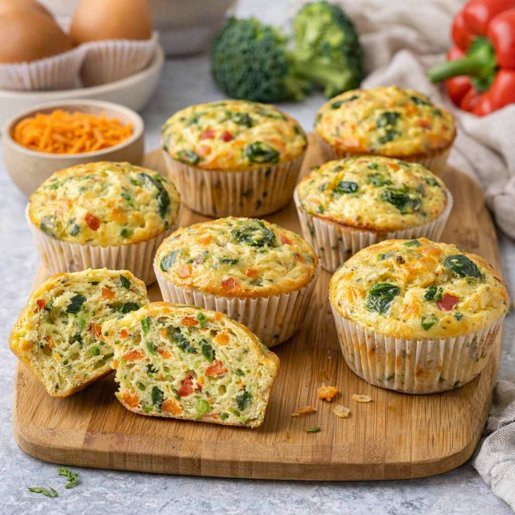 Muffins with Egg and fresh Vegetables