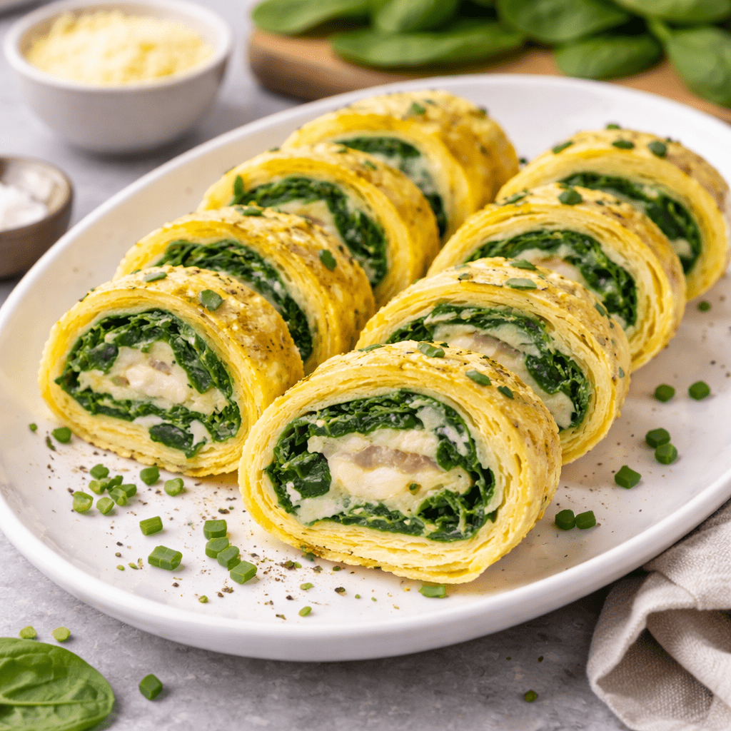 Omelette with Cheese and Spinach in a Roll
