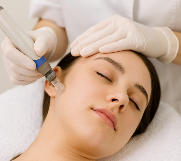 woman undergoing Dermapen Microneedling procedure