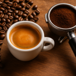 roasted coffee beans, prepared for espresso