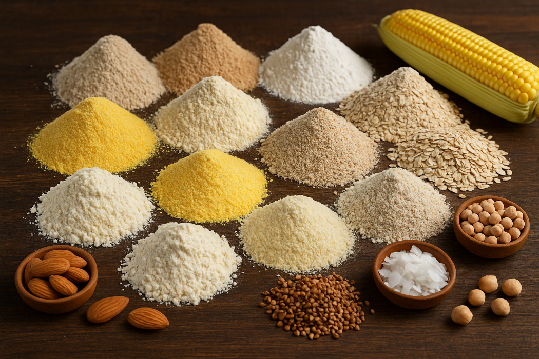 different types of flour, placed on the table