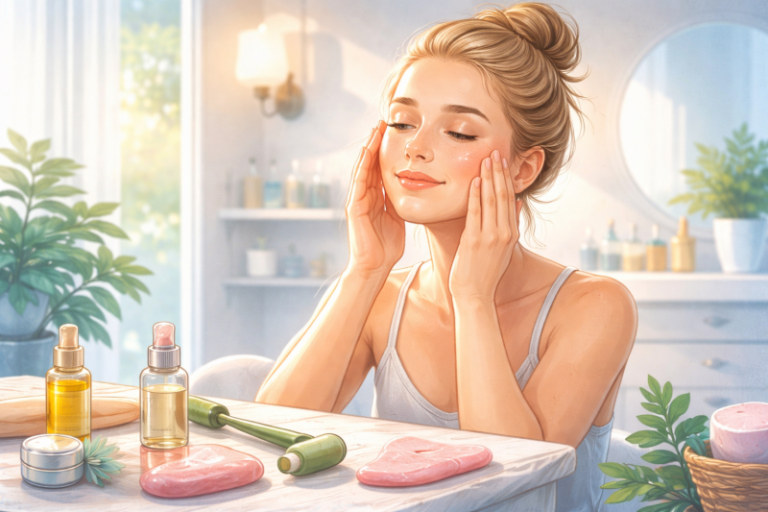 Îngrijire facială în baie luminosă