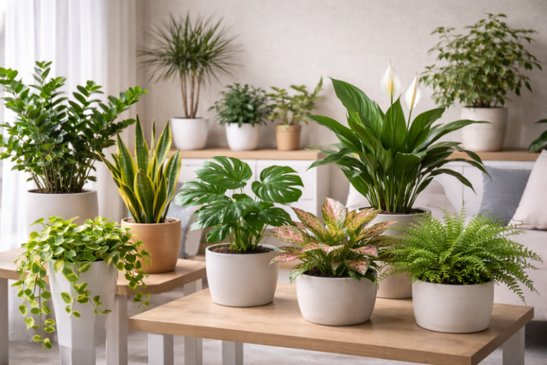 Plante de apartament nepretentioase într-o cameră luminoasă