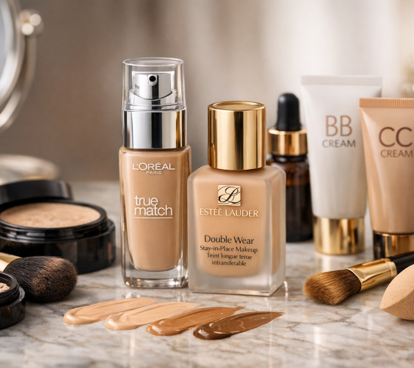 Produse de machiaj pe marmură