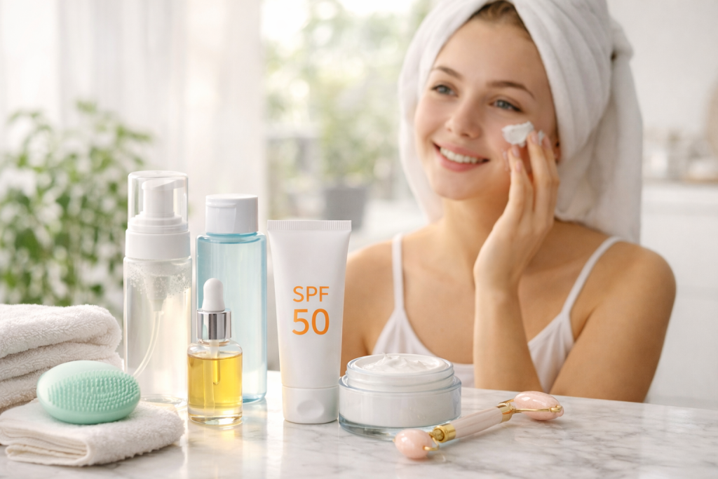 Skincare routine for young skin