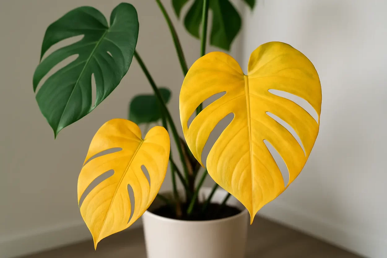 Monstera cu frunze galbene: cauze si solutii