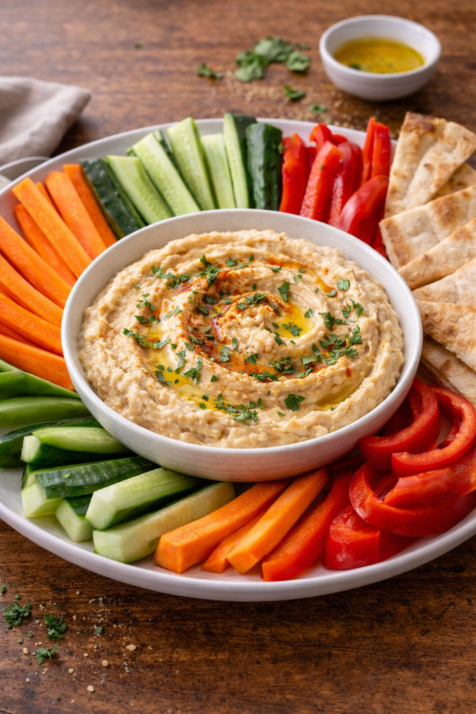 Hummus with Vegetables and Pita