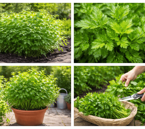 Parsley plants in various environments