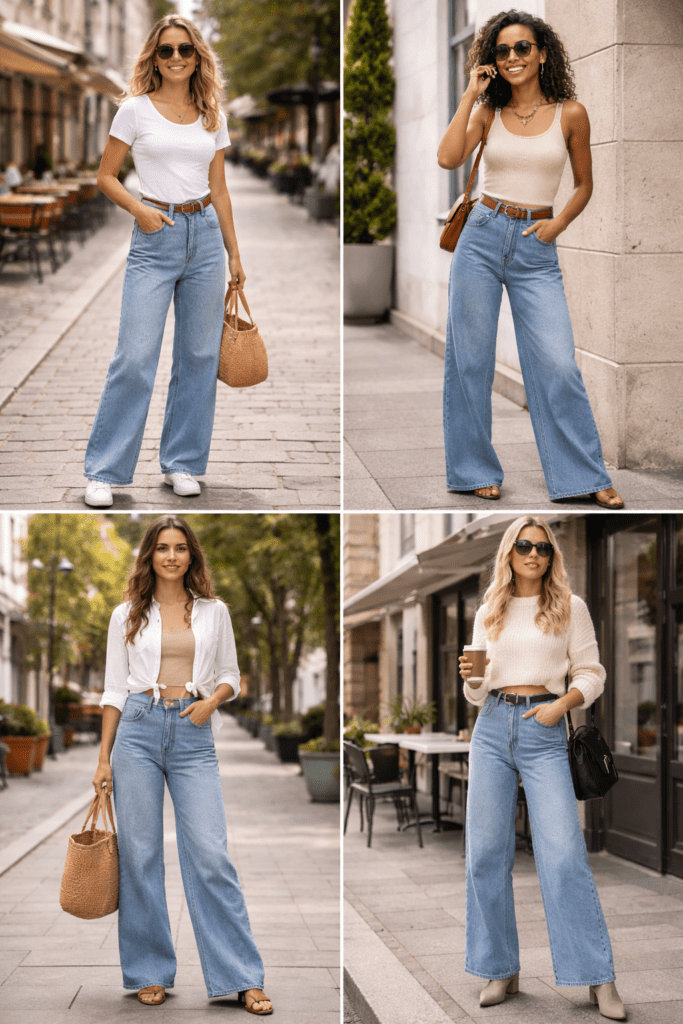 modern ideas to style wide-leg jeans 