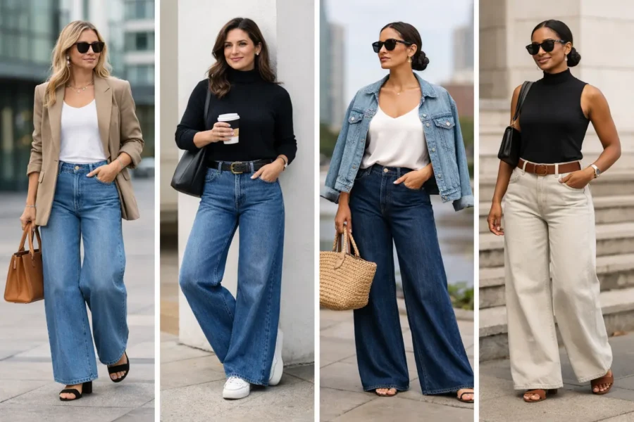 12 Wide Leg Jeans Outfits That Always Work